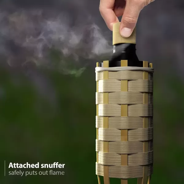 imageMatney Bamboo Torches for Outside Mosquitos Repellent  XL 60 Inches 8 Pack  Includes Metal Oil Canisters with Snuffer Covers  Mosquito Torches Outdoor  Patio Outdoor Decorating ampamp Parties12 Pack