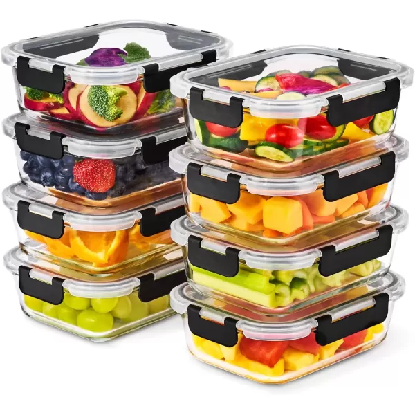 imageSorbus 16pc 8 Rectangular 35oz Food Storage Containers and 8 Airtight Lids  44 Cup Glass Meal Prep Containers Dishwasher Freezer and Oven Safe  Reusable Glass Food Containers for Meal Prep
