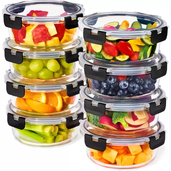 imageSorbus 16pc Glass Meal Prep Containers Set  8 Round 32oz Containers with Airtight Lids  Freezer Dishwasher Oven Safe  Reusable Food Storage Bowls 4 Cup Capacity for Meal Prep and Storage