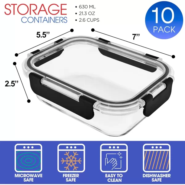 imageSorbus 20pc Glass Meal Prep Containers Set  10 Glass Food Storage Containers 213oz 26 Cups with Airtight Lids  Freezer Dishwasher and Oven Safe  Reusable Containers for Meal Prep and Storage