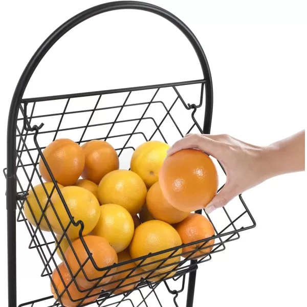 imageSorbus 3Tier Metal Wire Market Basket Storage Stand for Fruit Vegetables Snacks Toiletries Tiered Floor Standing Fruit Basket for Kitchen Bathroom Organization Adjustable 3 Tiers Fruit Stand