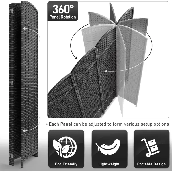imageSorbus 4 Panel Room Divider 6 ft Tall  Privacy Screen Extra Wide Double Hinged Panels Mesh HandWoven Design Partition Room Dividers and Folding Privacy Screens Wall Divider for Room SeparationGrey White