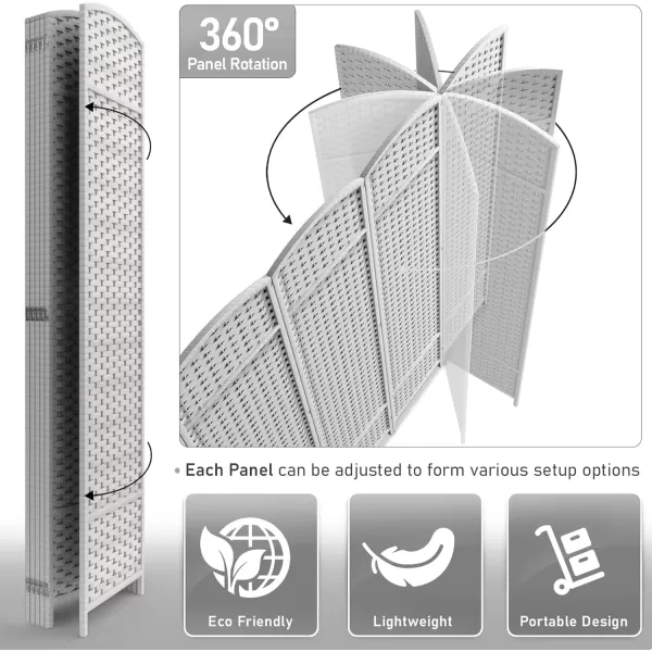 imageSorbus 4 Panel Room Divider 6 ft Tall  Privacy Screen Extra Wide Double Hinged Panels Mesh HandWoven Design Partition Room Dividers and Folding Privacy Screens Wall Divider for Room SeparationWhite