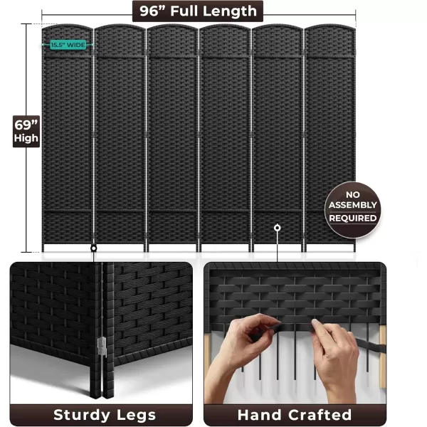 imageSorbus 4 Panel Room Divider 6 ft Tall  Privacy Screen Extra Wide Double Hinged Panels Mesh HandWoven Design Partition Room Dividers and Folding Privacy Screens Wall Divider for Room SeparationBlack