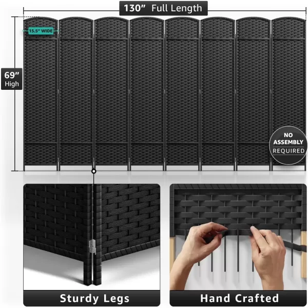 imageSorbus 4 Panel Room Divider 6 ft Tall  Privacy Screen Extra Wide Double Hinged Panels Mesh HandWoven Design Partition Room Dividers and Folding Privacy Screens Wall Divider for Room SeparationBlack
