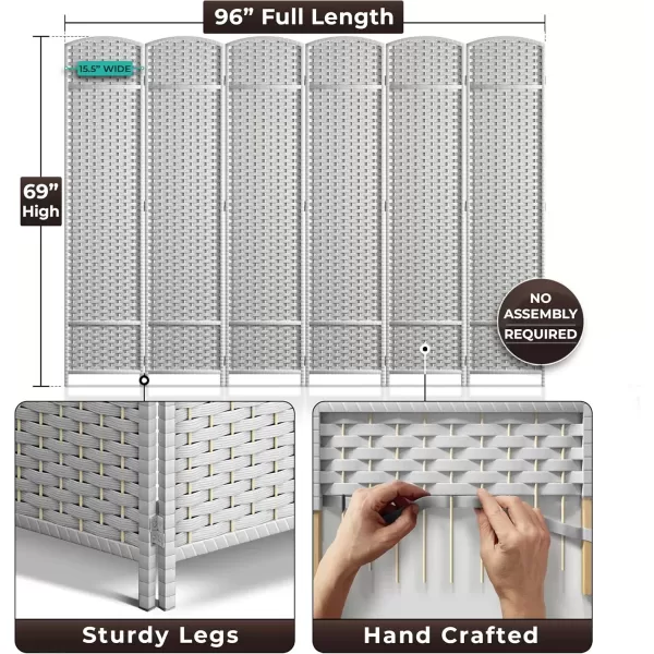 imageSorbus 4 Panel Room Divider 6 ft Tall  Privacy Screen Extra Wide Double Hinged Panels Mesh HandWoven Design Partition Room Dividers and Folding Privacy Screens Wall Divider for Room SeparationWhite