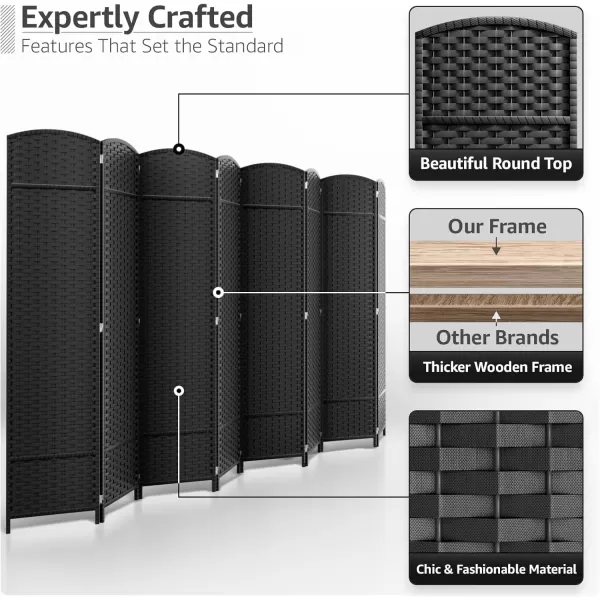 imageSorbus 4 Panel Room Divider 6 ft Tall  Privacy Screen Extra Wide Double Hinged Panels Mesh HandWoven Design Partition Room Dividers and Folding Privacy Screens Wall Divider for Room SeparationBlack