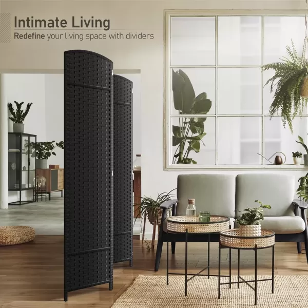 imageSorbus 4 Panel Room Divider 6 ft Tall  Privacy Screen Extra Wide Double Hinged Panels Mesh HandWoven Design Partition Room Dividers and Folding Privacy Screens Wall Divider for Room SeparationBlack
