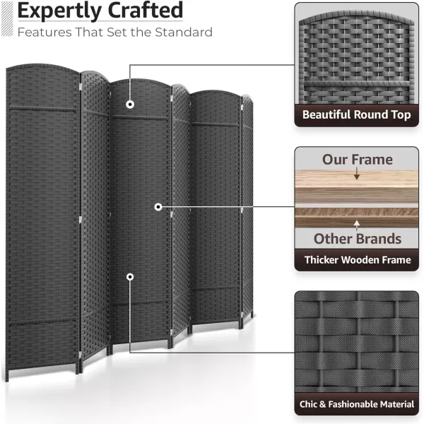 imageSorbus 6 Panel Room Divider 6 ft Tall  Privacy Screen Extra Wide Double Hinged Panels Mesh HandWoven Design Partition Room Dividers and Folding Privacy Screens Wall Divider for Room SeparationGrey