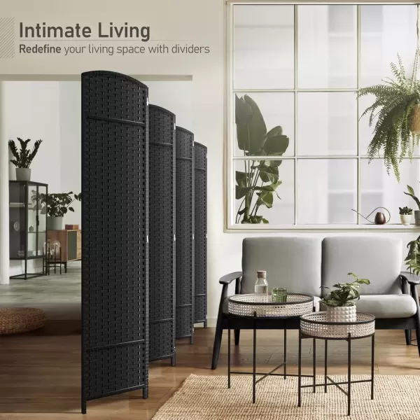 imageSorbus 6 Panel Room Divider 6 ft Tall  Privacy Screen Extra Wide Double Hinged Panels Mesh HandWoven Design Partition Room Dividers and Folding Privacy Screens Wall Divider for Room SeparationBlack