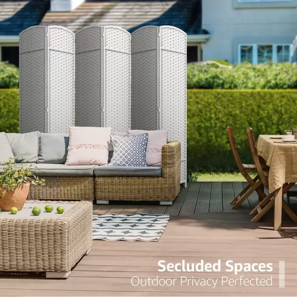 imageSorbus 6 Panel Room Divider 6 ft Tall  Privacy Screen Extra Wide Double Hinged Panels Mesh HandWoven Design Partition Room Dividers and Folding Privacy Screens Wall Divider for Room SeparationWhite