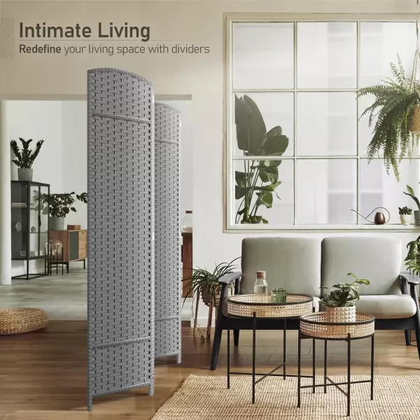 imageSorbus 6 Panel Room Divider 6 ft Tall  Privacy Screen Extra Wide Double Hinged Panels Mesh HandWoven Design Partition Room Dividers and Folding Privacy Screens Wall Divider for Room SeparationLight Gray