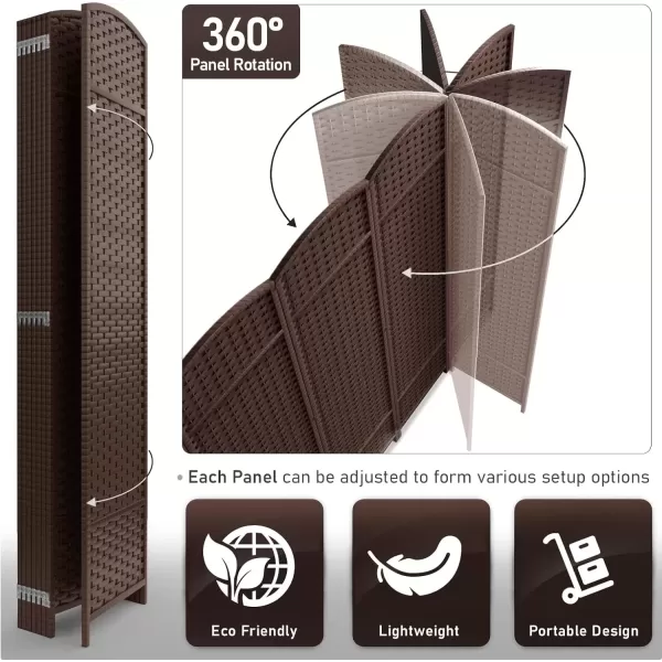 imageSorbus 6 Panel Room Divider 6 ft Tall  Privacy Screen Extra Wide Double Hinged Panels Mesh HandWoven Design Partition Room Dividers and Folding Privacy Screens Wall Divider for Room SeparationChocolate