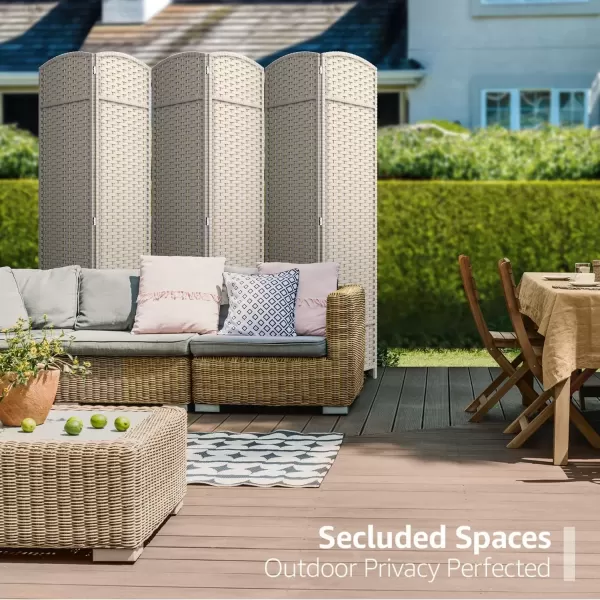 imageSorbus 6 Panel Room Divider 6 ft Tall  Privacy Screen Extra Wide Double Hinged Panels Mesh HandWoven Design Partition Room Dividers and Folding Privacy Screens Wall Divider for Room SeparationBeige