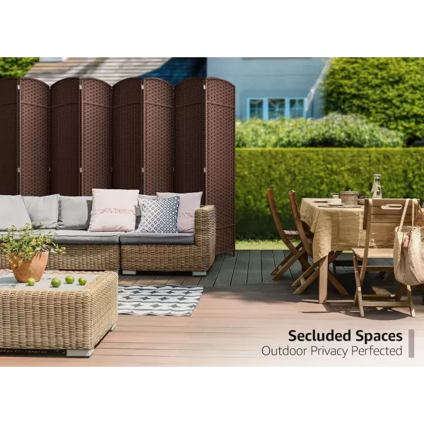imageSorbus 6 Panel Room Divider 6 ft Tall  Privacy Screen Extra Wide Double Hinged Panels Mesh HandWoven Design Partition Room Dividers and Folding Privacy Screens Wall Divider for Room SeparationChocolate