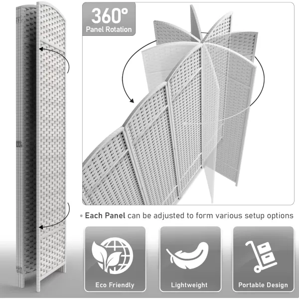 imageSorbus 6 Panel Room Divider 6 ft Tall  Privacy Screen Extra Wide Double Hinged Panels Mesh HandWoven Design Partition Room Dividers and Folding Privacy Screens Wall Divider for Room SeparationWhite