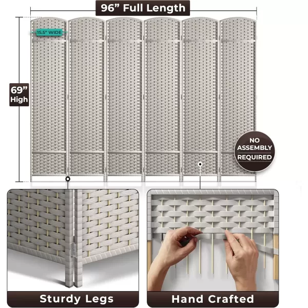 imageSorbus 6 Panel Room Divider 6 ft Tall  Privacy Screen Extra Wide Double Hinged Panels Mesh HandWoven Design Partition Room Dividers and Folding Privacy Screens Wall Divider for Room SeparationBeige