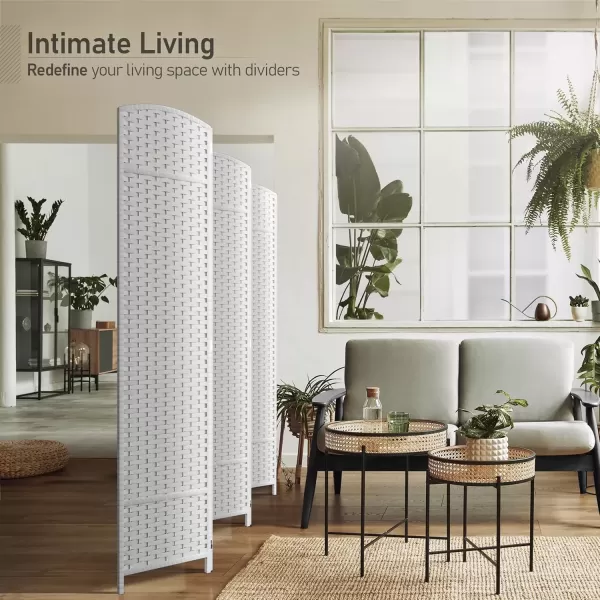imageSorbus 6 Panel Room Divider 6 ft Tall  Privacy Screen Extra Wide Double Hinged Panels Mesh HandWoven Design Partition Room Dividers and Folding Privacy Screens Wall Divider for Room SeparationWhite