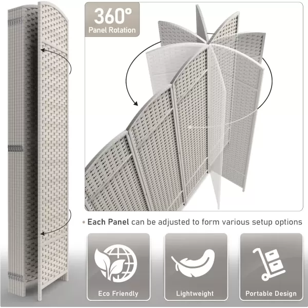 imageSorbus 6 Panel Room Divider 6 ft Tall  Privacy Screen Extra Wide Double Hinged Panels Mesh HandWoven Design Partition Room Dividers and Folding Privacy Screens Wall Divider for Room SeparationBeige