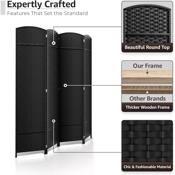 imageSorbus 6 Panel Room Divider 6 ft Tall  Privacy Screen Extra Wide Double Hinged Panels Mesh HandWoven Design Partition Room Dividers and Folding Privacy Screens Wall Divider for Room SeparationBlack