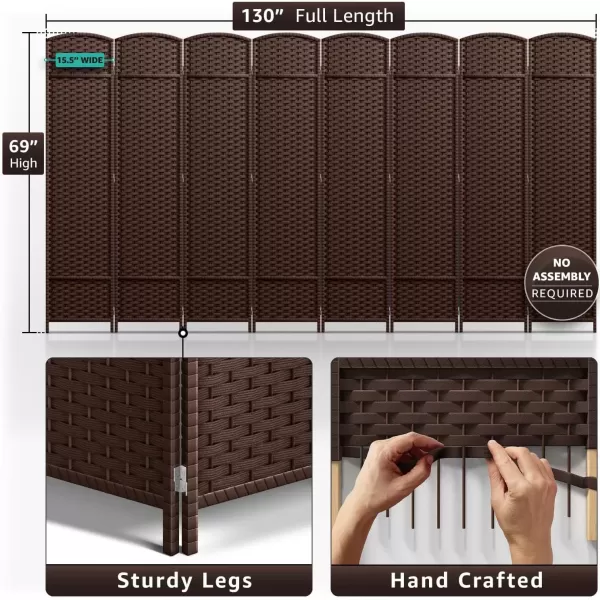 imageSorbus 6 Panel Room Divider 6 ft Tall  Privacy Screen Extra Wide Double Hinged Panels Mesh HandWoven Design Partition Room Dividers and Folding Privacy Screens Wall Divider for Room SeparationChocolate