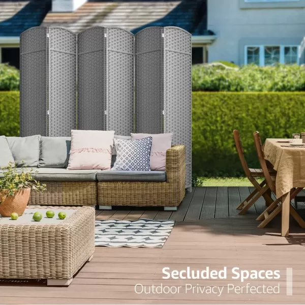 imageSorbus 6 Panel Room Divider 6 ft Tall  Privacy Screen Extra Wide Double Hinged Panels Mesh HandWoven Design Partition Room Dividers and Folding Privacy Screens Wall Divider for Room SeparationLight Gray