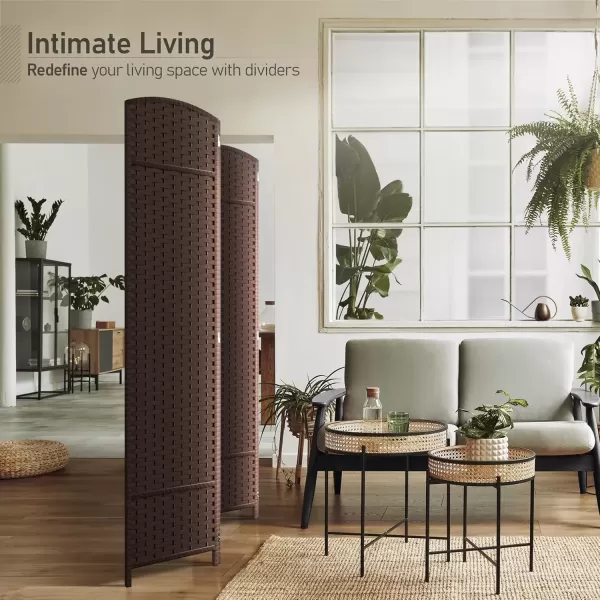 imageSorbus 6 Panel Room Divider 6 ft Tall  Privacy Screen Extra Wide Double Hinged Panels Mesh HandWoven Design Partition Room Dividers and Folding Privacy Screens Wall Divider for Room SeparationChocolate