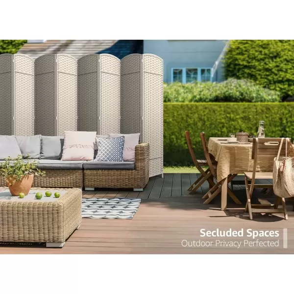 imageSorbus 6 Panel Room Divider 6 ft Tall  Privacy Screen Extra Wide Double Hinged Panels Mesh HandWoven Design Partition Room Dividers and Folding Privacy Screens Wall Divider for Room SeparationBeige