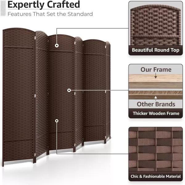 imageSorbus 6 Panel Room Divider 6 ft Tall  Privacy Screen Extra Wide Double Hinged Panels Mesh HandWoven Design Partition Room Dividers and Folding Privacy Screens Wall Divider for Room SeparationChocolate