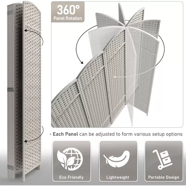 imageSorbus 6 Panel Room Divider 6 ft Tall  Privacy Screen Extra Wide Double Hinged Panels Mesh HandWoven Design Partition Room Dividers and Folding Privacy Screens Wall Divider for Room SeparationBeige