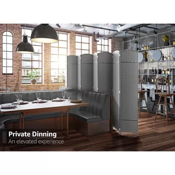 imageSorbus 6 Panel Room Divider 6 ft Tall  Privacy Screen Extra Wide Double Hinged Panels Mesh HandWoven Design Partition Room Dividers and Folding Privacy Screens Wall Divider for Room SeparationLight Gray