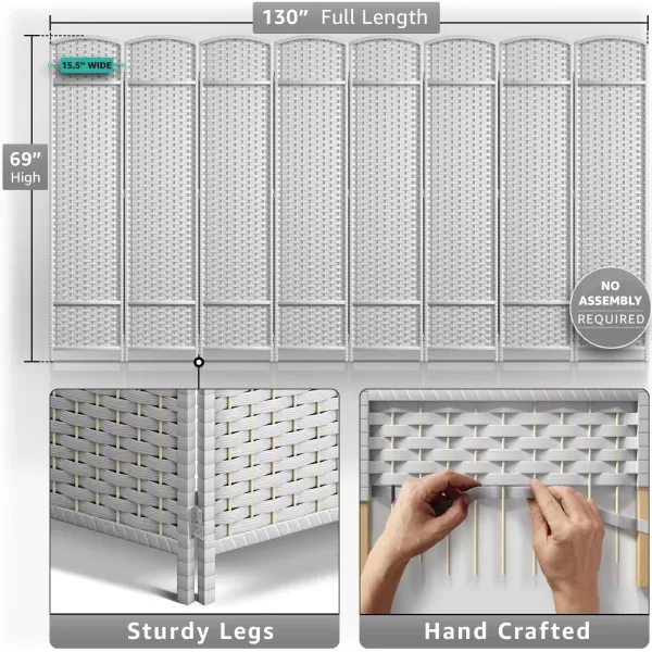 imageSorbus 6 Panel Room Divider 6 ft Tall  Privacy Screen Extra Wide Double Hinged Panels Mesh HandWoven Design Partition Room Dividers and Folding Privacy Screens Wall Divider for Room SeparationWhite