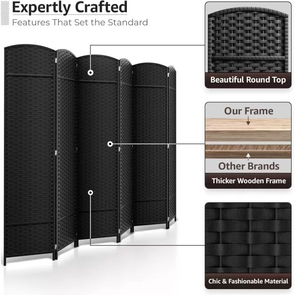 imageSorbus 6 Panel Room Divider 6 ft Tall  Privacy Screen Extra Wide Double Hinged Panels Mesh HandWoven Design Partition Room Dividers and Folding Privacy Screens Wall Divider for Room SeparationBlack