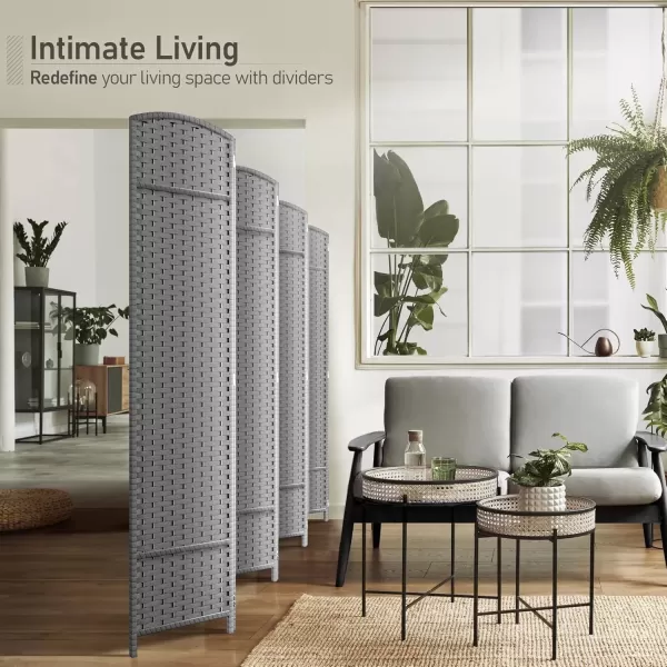 imageSorbus 6 Panel Room Divider 6 ft Tall  Privacy Screen Extra Wide Double Hinged Panels Mesh HandWoven Design Partition Room Dividers and Folding Privacy Screens Wall Divider for Room SeparationLight Gray