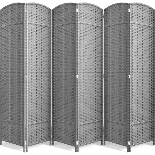 imageSorbus 6 Panel Room Divider 6 ft Tall  Privacy Screen Extra Wide Double Hinged Panels Mesh HandWoven Design Partition Room Dividers and Folding Privacy Screens Wall Divider for Room SeparationLight Gray