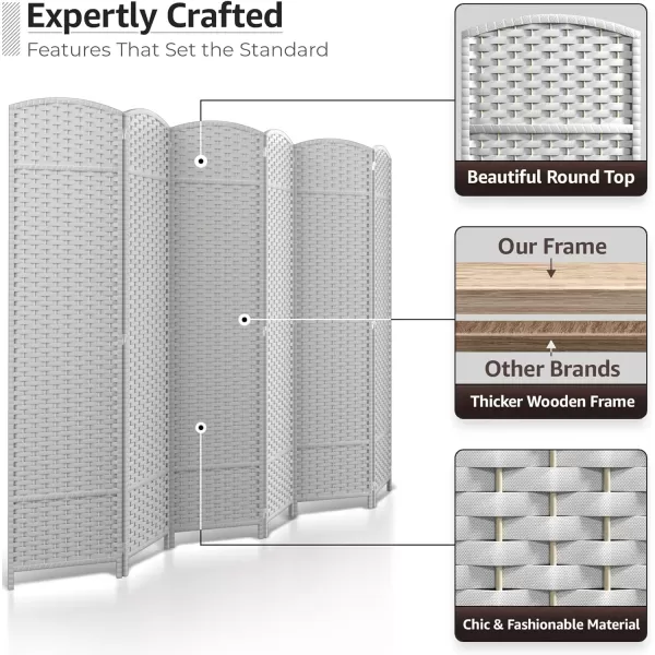 imageSorbus 6 Panel Room Divider 6 ft Tall  Privacy Screen Extra Wide Double Hinged Panels Mesh HandWoven Design Partition Room Dividers and Folding Privacy Screens Wall Divider for Room SeparationWhite