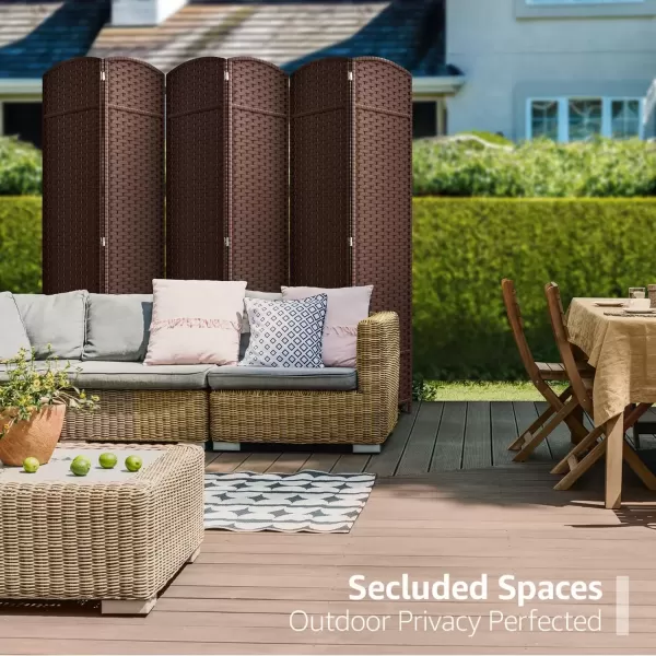 imageSorbus 6 Panel Room Divider 6 ft Tall  Privacy Screen Extra Wide Double Hinged Panels Mesh HandWoven Design Partition Room Dividers and Folding Privacy Screens Wall Divider for Room SeparationChocolate