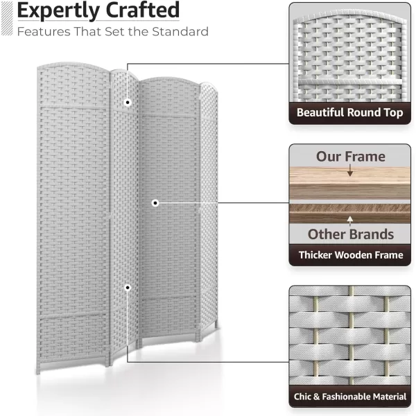 imageSorbus 6 Panel Room Divider 6 ft Tall  Privacy Screen Extra Wide Double Hinged Panels Mesh HandWoven Design Partition Room Dividers and Folding Privacy Screens Wall Divider for Room SeparationWhite
