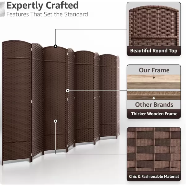 imageSorbus 6 Panel Room Divider 6 ft Tall  Privacy Screen Extra Wide Double Hinged Panels Mesh HandWoven Design Partition Room Dividers and Folding Privacy Screens Wall Divider for Room SeparationChocolate