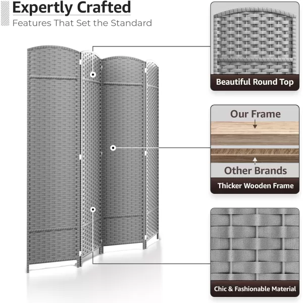 imageSorbus 6 Panel Room Divider 6 ft Tall  Privacy Screen Extra Wide Double Hinged Panels Mesh HandWoven Design Partition Room Dividers and Folding Privacy Screens Wall Divider for Room SeparationLight Gray