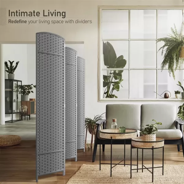 imageSorbus 6 Panel Room Divider 6 ft Tall  Privacy Screen Extra Wide Double Hinged Panels Mesh HandWoven Design Partition Room Dividers and Folding Privacy Screens Wall Divider for Room SeparationLight Gray