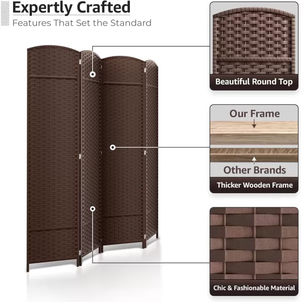 imageSorbus 6 Panel Room Divider 6 ft Tall  Privacy Screen Extra Wide Double Hinged Panels Mesh HandWoven Design Partition Room Dividers and Folding Privacy Screens Wall Divider for Room SeparationChocolate
