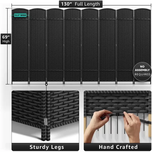 imageSorbus 6 Panel Room Divider 6 ft Tall  Privacy Screen Extra Wide Double Hinged Panels Mesh HandWoven Design Partition Room Dividers and Folding Privacy Screens Wall Divider for Room SeparationGrey White
