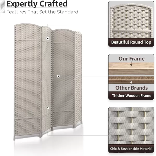 imageSorbus 6 Panel Room Divider 6 ft Tall  Privacy Screen Extra Wide Double Hinged Panels Mesh HandWoven Design Partition Room Dividers and Folding Privacy Screens Wall Divider for Room SeparationBeige