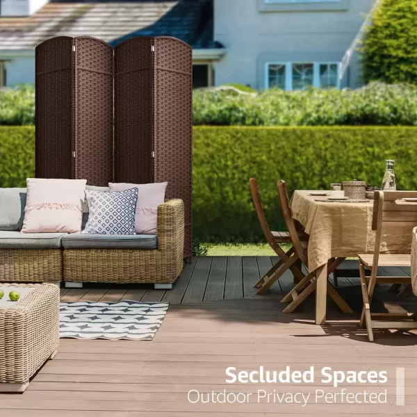 imageSorbus 6 Panel Room Divider 6 ft Tall  Privacy Screen Extra Wide Double Hinged Panels Mesh HandWoven Design Partition Room Dividers and Folding Privacy Screens Wall Divider for Room SeparationChocolate
