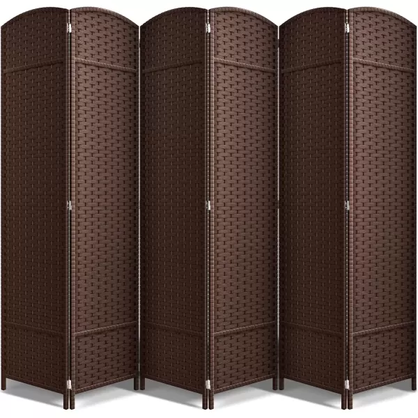 imageSorbus 6 Panel Room Divider 6 ft Tall  Privacy Screen Extra Wide Double Hinged Panels Mesh HandWoven Design Partition Room Dividers and Folding Privacy Screens Wall Divider for Room SeparationChocolate