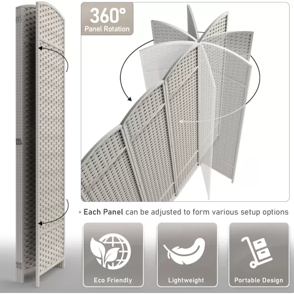 imageSorbus 6 Panel Room Divider 6 ft Tall  Privacy Screen Extra Wide Double Hinged Panels Mesh HandWoven Design Partition Room Dividers and Folding Privacy Screens Wall Divider for Room SeparationBeige