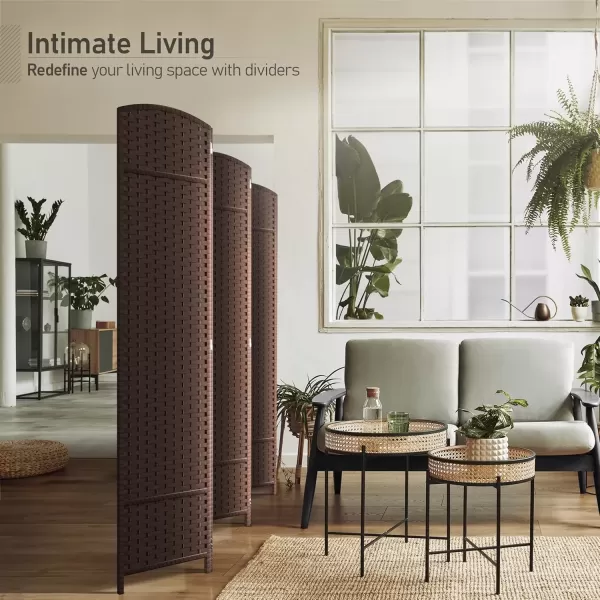 imageSorbus 6 Panel Room Divider 6 ft Tall  Privacy Screen Extra Wide Double Hinged Panels Mesh HandWoven Design Partition Room Dividers and Folding Privacy Screens Wall Divider for Room SeparationChocolate