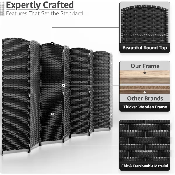 imageSorbus 6 Panel Room Divider 6 ft Tall  Privacy Screen Extra Wide Double Hinged Panels Mesh HandWoven Design Partition Room Dividers and Folding Privacy Screens Wall Divider for Room SeparationGrey White