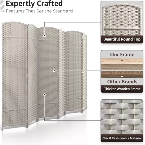 imageSorbus 6 Panel Room Divider 6 ft Tall  Privacy Screen Extra Wide Double Hinged Panels Mesh HandWoven Design Partition Room Dividers and Folding Privacy Screens Wall Divider for Room SeparationBeige